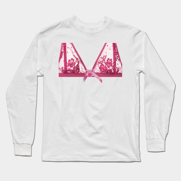 Pink Ribbon for Breast Cancer Awareness Long Sleeve T-Shirt by KutieKoot T's